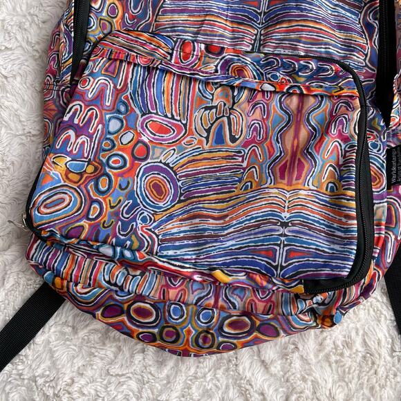 New Warlukurlangu abstract psychedelic print packable fold-up backpack travel - Picture 11 of 17